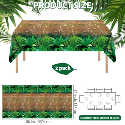 Kochorie 2 Pieces Forest Path Tablecloths Disposable Safari Jungle Table Cover Waterproof Woodland Table Cloth for Safari Jungle Birthday Party Supplies Picnic Camping Dining Day, 54 x 108 Inch - style: Forest Path