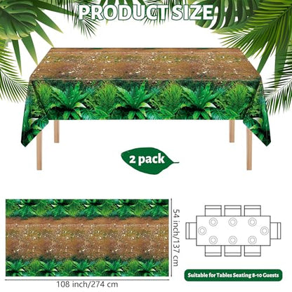 Kochorie 2 Pieces Forest Path Tablecloths Disposable Safari Jungle Table Cover Waterproof Woodland Table Cloth for Safari Jungle Birthday Party Supplies Picnic Camping Dining Day, 54 x 108 Inch - style: Forest Path