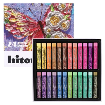 rubens 24 Macaron Colors Soft Oil Pastels,Creamy & Easy Blending - color: 24 Macaron Colors