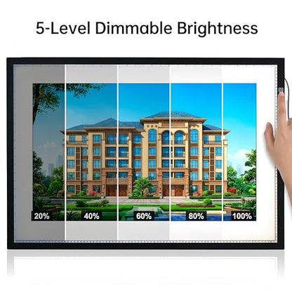 A1 Extra Large LED Light Pad (34.6"x23.6") - Upgraded Durable Tracing Light Box with 5-Level Brightness - Dot-Free Eye Protection Board for 5D Diamond Art Painting, Sketching, Drafting & Tracing - size: A1 Premium