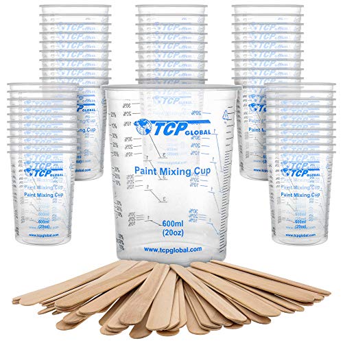 TCP Global 20 oz. (600ml) Graduated Plastic Mixing Cups - Box of 50