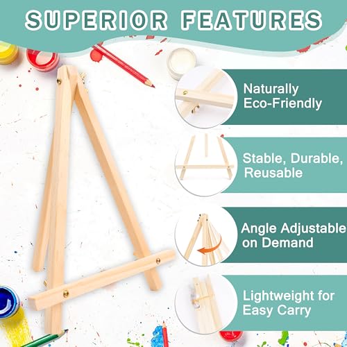 5 Pack 8x10 Canvas Boards with Easels for Painting, Sip and Paint Party Kit | Includes 10 primed canvas panels & 10 pine easels. Acrylic, oil & watercolor kit for adults,ideal for party & group painting