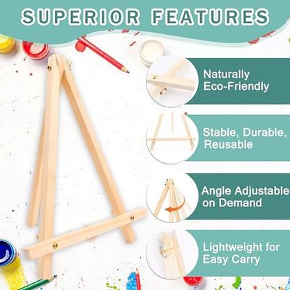 5 Pack 8x10 Canvas Boards with Easels for Painting, Sip and Paint Party Kit | Includes 10 primed canvas panels & 10 pine easels. Acrylic, oil & watercolor kit for adults,ideal for party & group painting