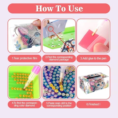 LSQFS DIY Diamond Art Tissue Box Kit,Cat,Ideal Gift,1PC - color: Cat 1