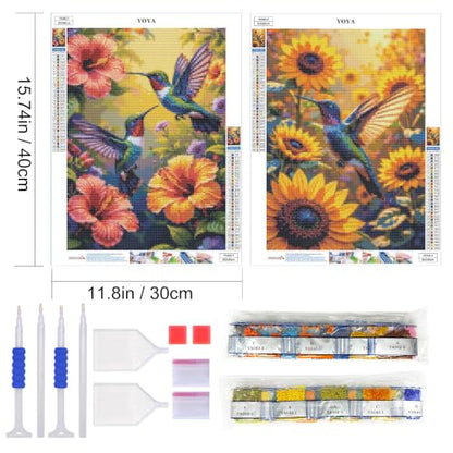 YOYA 2 Pack 5D Hummingbird Diamond Art Kits for Adults 12x16 Inch - color: Hummingbird 042