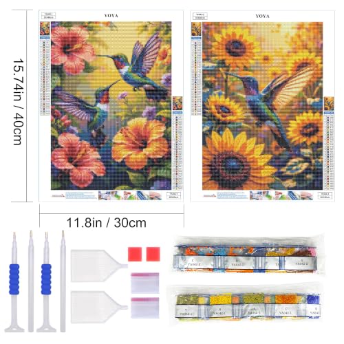 YOYA 2 Pack 5D Hummingbird Diamond Art Kits for Adults 12x16 Inch - color: Hummingbird 042