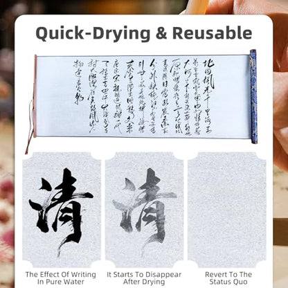 Flylin Calligraphy Cloth,Reusable Chinese Calligraphy Practicing Tool Blue - color: Blue