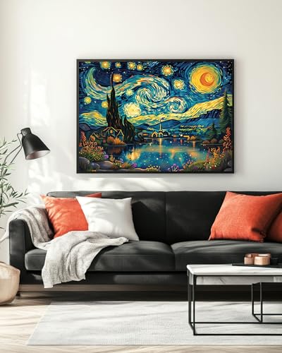 Starry Night Diamond Art Kits for Adults, Van Gogh Diamond Art 12X16 Inch - color: Landscape 02
