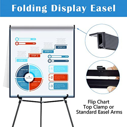 Falling in Art 63 1/2'' Lightweight Aluminum Flip Chart Display Easel Stand | Presentation Easel with Adjustable Floor for Boardroom, Whiteboard, Paper Pads, Signage, Black - style: Black 1-Pack