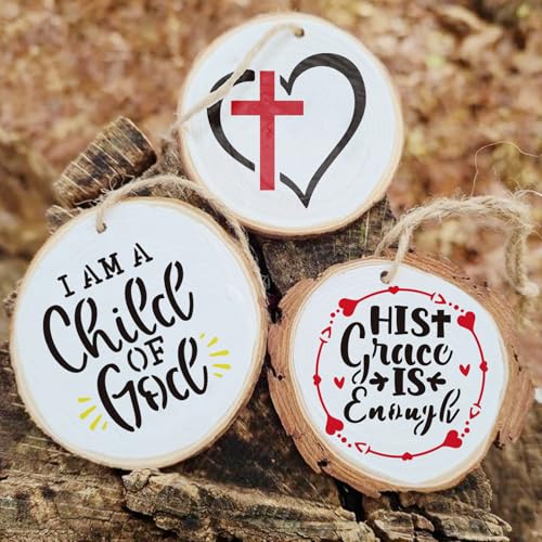 65Pcs Small Stencils for Painting on Wood BurningReusable, 3 Inch Reusable Stencil for Craft Ornament Paint Template Stencils for Wall Card Rock Wood Signs Coasters Canvas Home Decor (Bible Words) - style: Bible words