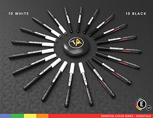 TOOLI-ART Black And White Acrylic Paint Markers Paint Pens Set For Rock Painting, Canvas, Mugs, Metal, Glass Paint, Fabric, Wood, DIY. Non Toxic, Quick Dry,Waterbas (EXTRA FINE) - style: EXTRA FINE