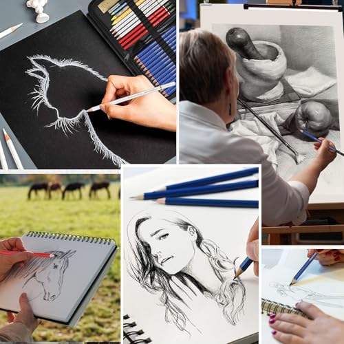 53 PCS Drawing Kit Sketching Pencil Set, Sketch Pencils Art Supplies with Graphite, Charcoal, Blending Tools, Drawing Pencils for Artists Adults Beginner Family Friends