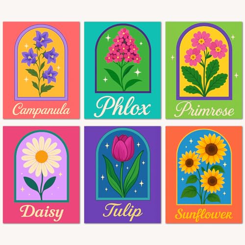 Bougimal 6 Pack Paint by Numbers Kit for Beginners, 11" W x 14" L Flower 1 DIY Acrylic Paint Set on Canvas Without Frame in Box, Kids Paint by Numbers Kits for Home Decor & Birthday Gift - color: Flower 1, size: 11" W x 14"L