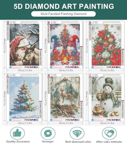 6 Pack Diamond Art Kits for Adults Christmas Diamond Painting Kits 12x16 In - color: 6 Pack Christmas, size: 11.8x15.7in(30x40cm)