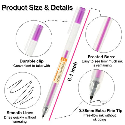 XSG Premium Gel Ink Pen Fine Point Pens Ballpoint Pen 0.5mm for Japanese Office School Stationery Supply24 Packs - color: 24colorful