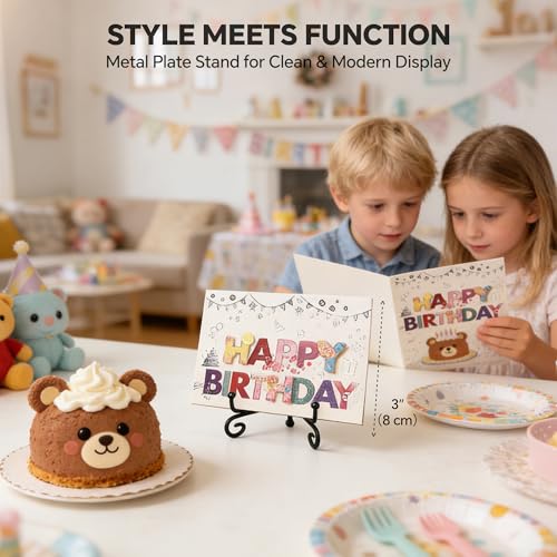 Artliving 3.5 Inch Black Mini Iron Stand Cookie Holder Display Stand Place Card Holder Display Easels at Weddings, Birthday Party (4 pack) - size: 3.5 inch (4 pack)