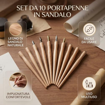 OEBUAFI 10 Pack Dip Pen Nib Holder, Smoother Wooden Comic Pen Nib Holder Calligraphy Dip Pen Holder, Wooden Drawing Pen Holder for Writing Painting Signing (Wood Color) - color: Wood Color