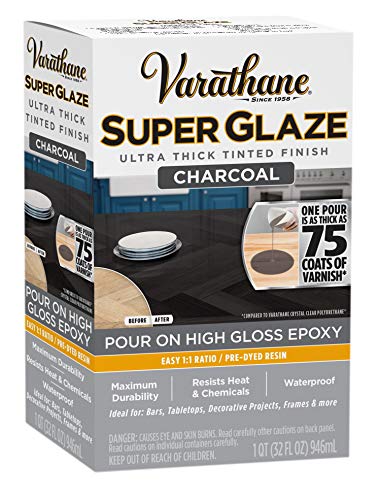 Varathane 363902 Super Glaze Pour-On High Gloss Epoxy, Quart, Charcoal - color: Charcoal