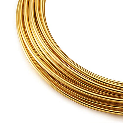 Fashewelry 16.4 Feet/Roll 12 Gauge Aluminum Wire 10 Rolls Gold Bendable Metal Craft Wire for Beading Jewelry Craft Making Total 164 Feet - color: Round-12 Guage-Gold