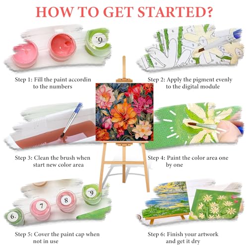 Camocin Paint by Numbers Kit for Adults Beginner, Flowers Bloom, 16x16 Inch - color: LBUSOPNF1P01