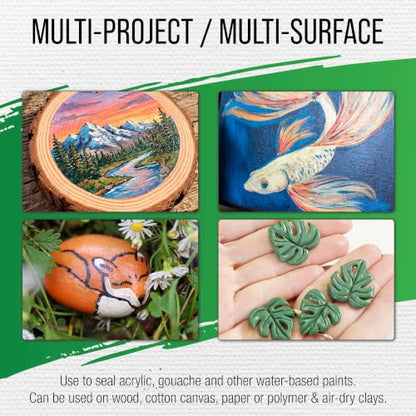 U.S. Art Supply 32 oz High Gloss Varnish for Acrylic Paintings - Clear Protective Finish with UV Protection - size: 32-ounces