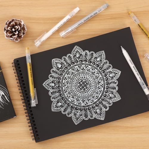 White Gel Pens, 0.8mm,1.0mm Fine Point Opaque Archival Ink Pens | Opaque White Archival Ink Pens for Black Paper Drawing, Sketching, Illustration, Bullet Journaling - color: Multicolor