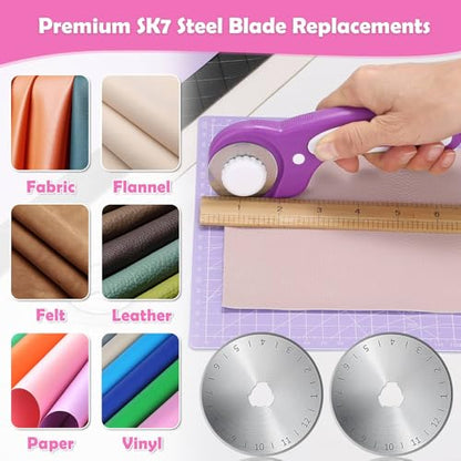Rotary Fabric Cutter and Mat Set, Audab Self Healing Sewing Mats Shirt Cutter 45mm Rotary Cutting Wheel with Fabric Tool Blades for Cloth Crafts Quilting Scrapbooking Hobby (A4 9" x 12" Purple) - color: Purple