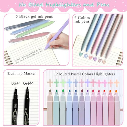SHINYHARBOR 47PCs Bible Journaling Kit for Women Teen Girl - color: Pink