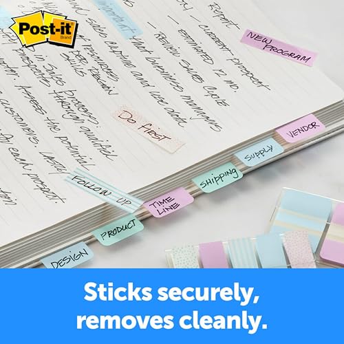 Post-it® Pastel Color Tabs, Gradient Blue, Pink, Clear, 36 Tabs/Pack - style: Flags
