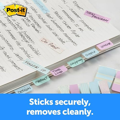 Post-it® Pastel Color Tabs, Gradient Blue, Pink, Clear, 36 Tabs/Pack - style: Flags