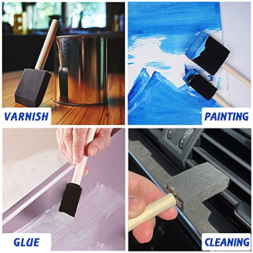 conda 1 inch Foam Brush Set of 58 Pack, Sponge Paint Brush Set with Wood Handle - Lightweight, Durable, Great for Acrylics, Crafts, Stains, Varnishes Art - size: 1"/ 58 Pack