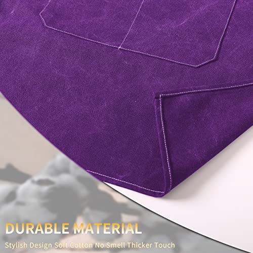 Tosewever Canvas Cross Back Chef Cotton Aprons for Men Women with Large Pockets - color: Purple