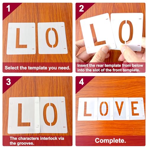 2 Pack -2 Inch Letter Stencils Set, 72 Reusable Stencils for Painting On Wood, Metal, Walls, Fabric, Rocks with Interlocking, Perfect for Banners, Sign Making & DIY Art9(2 inch) - size: 2 inch