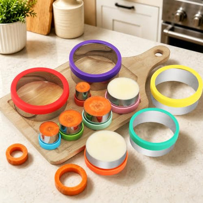 laxizar 10 Pcs Round Cookie Cutters Set Stainless Steel Biscuit Cutter