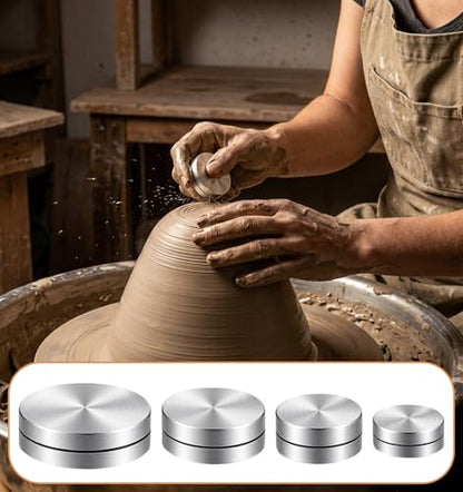 4 Pcs Pottery Trimming Tools, 4 Size Metal Trimming Tools Pottery Clay Spinner Set for Potters & Ceramic Artists, Smooth Rotary Trimmings (Silver, 1.5/1.2/1.0/0.8 Inch)