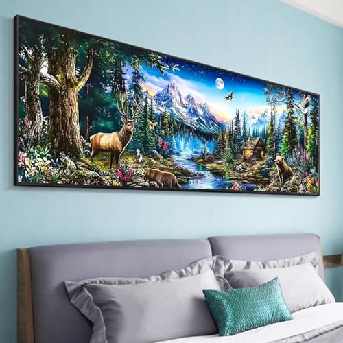 YALKIN Paint by Numbers Kit for Adults, Landscape Large Adults'paint-by-Number Kits on Canvas, DIY Acrylic Oil Painting by Numbers Kits, Perfect for Home Decor, Gifts 30x90CM /11.8x35.4in