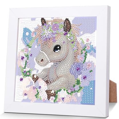 Horse Diamond Art Painting Kits for Kids with Frame Ages 4-8-12 (7x7 inch) - color: CC298