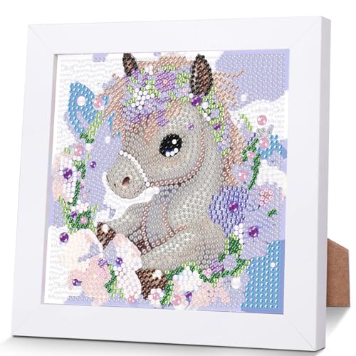 Horse Diamond Art Painting Kits for Kids with Frame Ages 4-8-12 (7x7 inch) - color: CC298