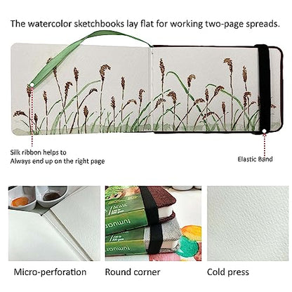 tumuarta Watercolor Journal, 140 LB, 300 GSM, Cotton Paper, Cold Press | 3.5x5.5”, 24 Sheets, 48 Pages, Watercolor Paper Sketchbooks For Use As Travel Notebook and Mixed Media Pad On The Go - color: Gray