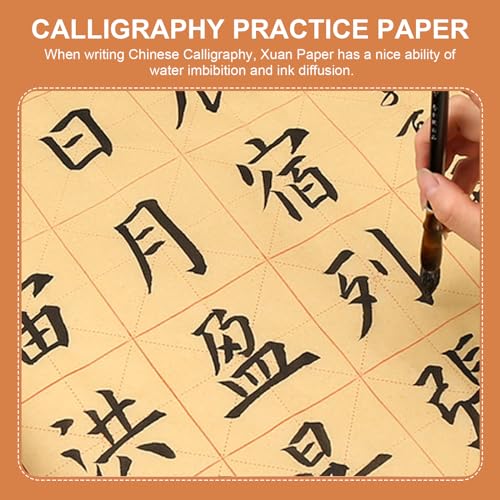 Healifty 150 Sheets Chinese Calligraphy Practice Paper | Grid Xuan-Style Rice Paper for Brush Writing, Chinese Characters, Japanese Kanji Practice and Beginner Calligraphy