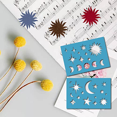GORGECRAFT Moon Phase Star Jewelry Shape Template Sun Reusable Leather Earrings Making Planet Acrylic Cutouts Cutting Stencil for Drawing Jewelry DIY Crafts Scrapbook 5.1x3.5 Inch - style: Sun Stencils