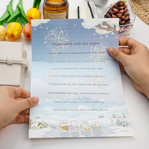 40/60 Sheets watercolor cute writing paper B5 size letter printer paper 120gsm decorative scrapbooking colored antique vintage flowers animal design Double-Sided stationery(little rabbit) - color: Little Rabbits