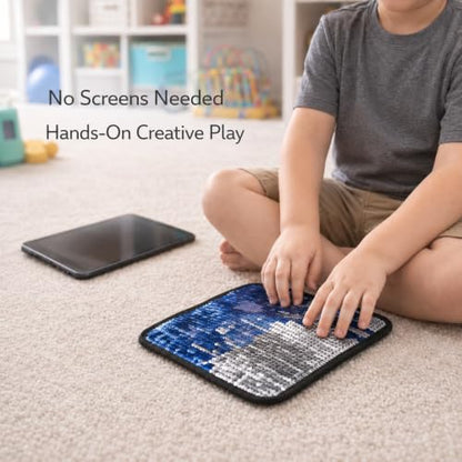Sparkle & Focus Sensory Room Must Haves – Reversible Sequin Sensory Mats for Kids, Autism Sensory Products, Calm Down Corner & Travel Activity Kit, Sensory Wall Board Set with Letter & Number Stencils