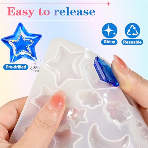 Resin Earring Molds, Set of 3 Earring Casting Molds Gem Style - color: 3PCS Geometric Pendant Molds