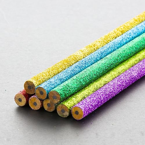 BAZIC PRODUCTS Metallic Glitter #2 Pencils, Eraser, 8 Count | #2 HB lead, Glitter metallic barrels, eraser tops, school, gifts, party favors, fun everyday writing - size: 6 Count (Pack of 1)