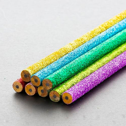 BAZIC PRODUCTS Metallic Glitter #2 Pencils, Eraser, 8 Count | #2 HB lead, Glitter metallic barrels, eraser tops, school, gifts, party favors, fun everyday writing - size: 8 Count (Pack of 1)