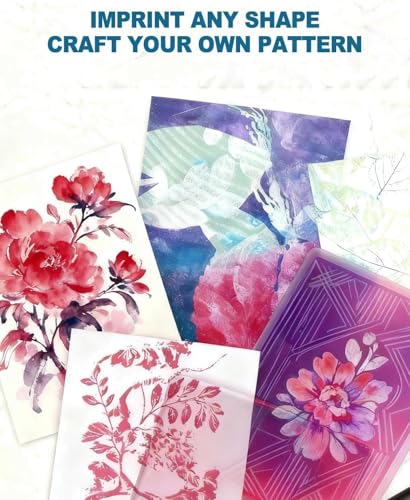 UCEC 32Pk Gel Printing Kit 5x7in w/Brayer, Baren, Stencils & Paper for Art - color: Clear-Gel Printing Kit 5×7 Full Set