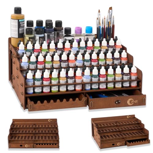 OPHIR Wooden Paint Organizer 98 Holes Rack for Miniature Paints & Brushes - size: 1.02"-98 Holes