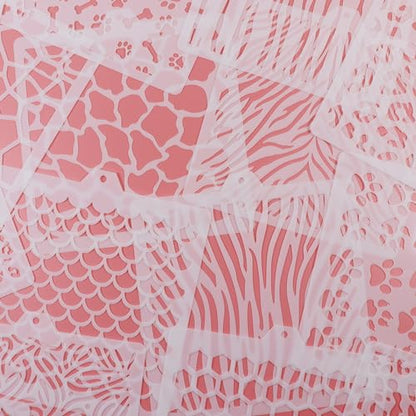 Leopard 5.5x5.5in Cheetah Animal Cow Print Skin Reusable Painting Template Stencils for Cake, Cookie Decorating & DIY Projects - style: Animal Prints
