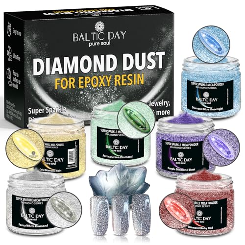 BALTIC DAY Diamond Dust – 6 Color Luxury Glitter Set for Epoxy Resin – Ultra Sparkle Mica Powder for Crafts, Tumblers, Jewelry & Art – Brilliant Crystal Shimmer Pigments - color: Diamond Dust Set